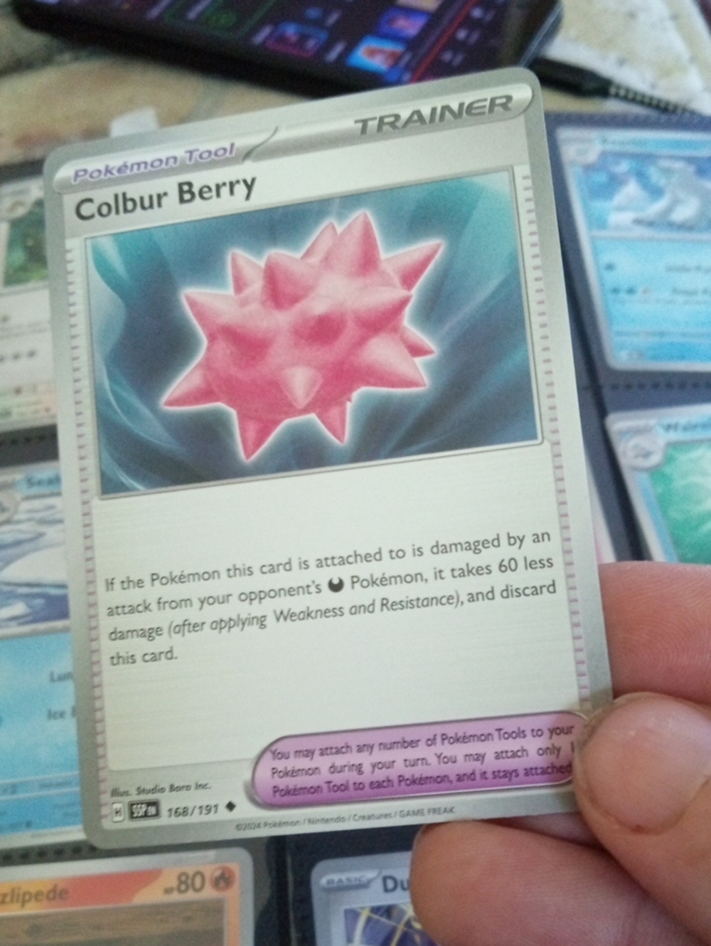 Pokemon Colbur Berry Trainer Tool Card - Pink